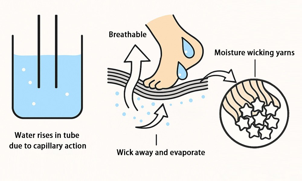 Moisture wicking yarns